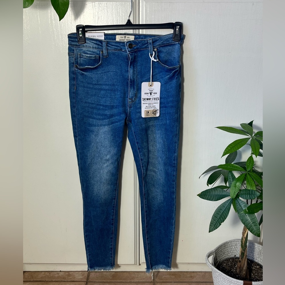 Original Vintage Denim NEW Frayed Jeans High Rise Skinny Juniors Size 15